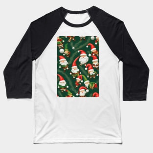 Christmas Seamless Pattern, Santa and Christmas Gnomes #9 Baseball T-Shirt